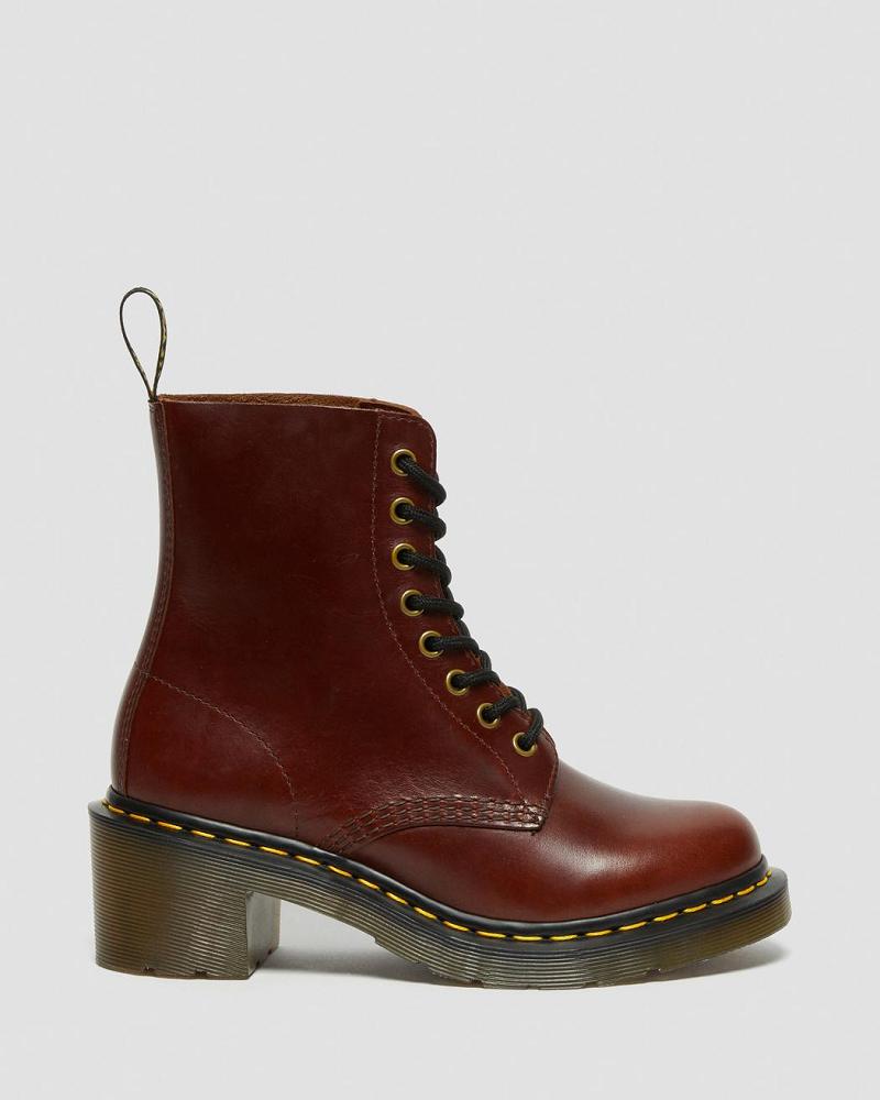 Botas de Tacon Dr Martens Clemency Cuero Tacón Mujer Marrom | MX 631YXF